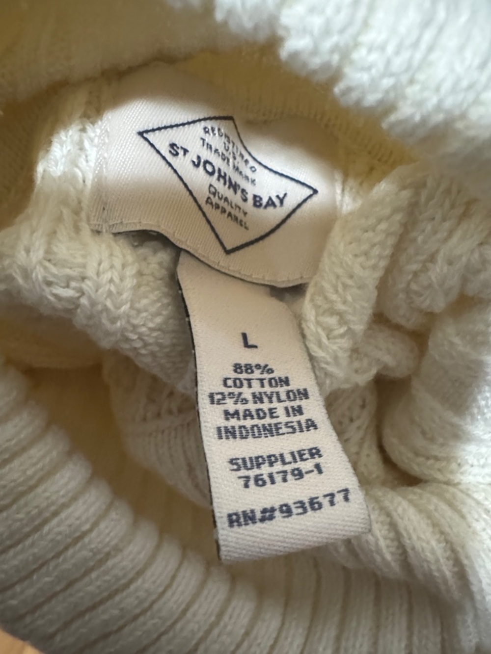 🆕 St. John's Bay Cream Cable Knit Turtleneck Sweater - Picture 7 of 7